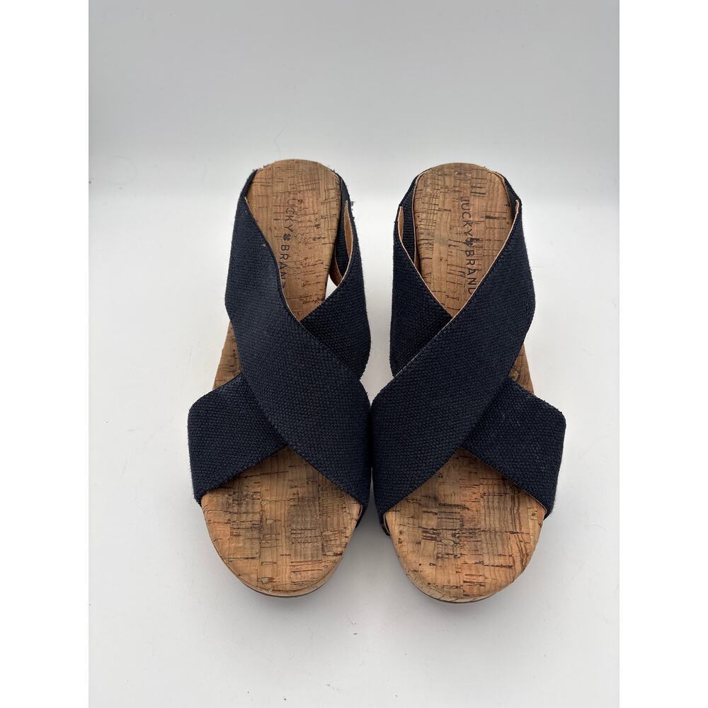 Women’s Lucky Brand Size 8 1/2 Navy Blue Wedged Sandals